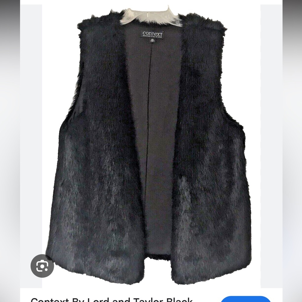 Context Black Faux Fur Vest Size S